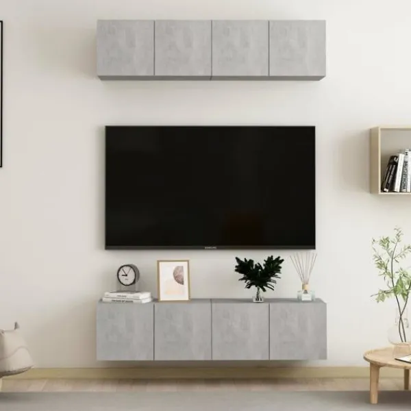 vidaXL Tv-Bänkar>TV-skåp 4 st betong 60x30x30 cm spånskiva