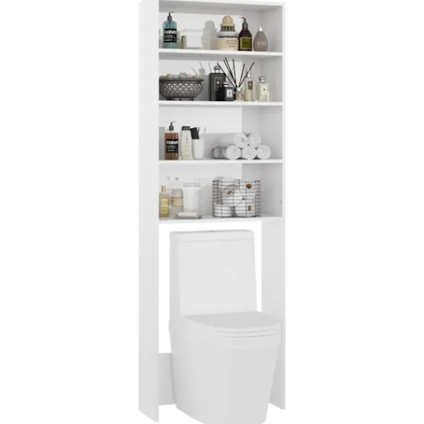 vidaXL Skåp>Tvättmaskinsskåp vit högglans 64x24x190 cm