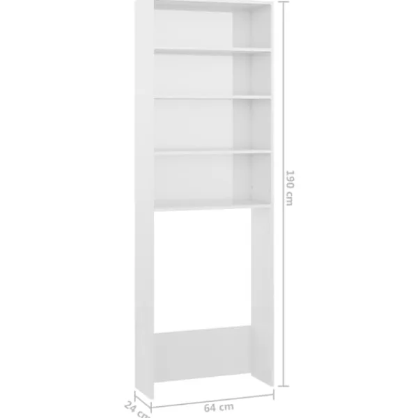 vidaXL Skåp>Tvättmaskinsskåp vit högglans 64x24x190 cm