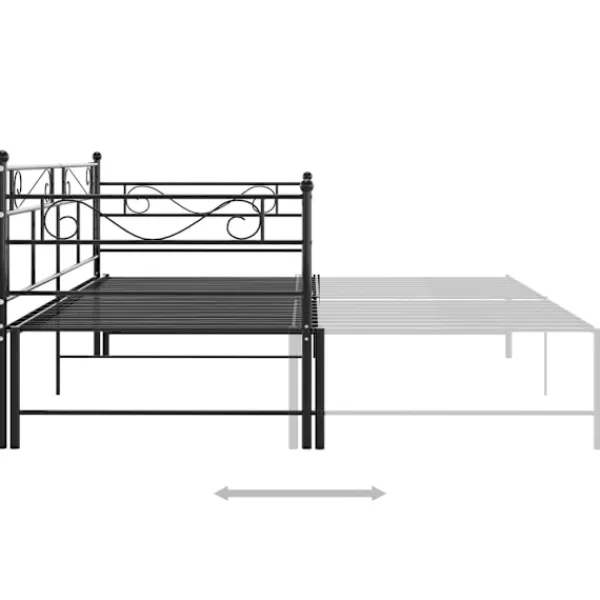 vidaXL Soffor>Utdragbar sängram bäddsoffa metall 90x200 cm