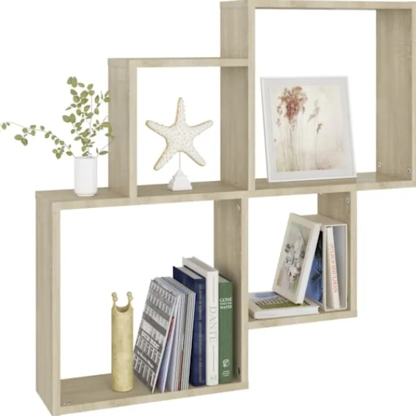 vidaXL Hyllor>Vägghylla kubformad sonoma-ek 80x15x78,5 cm konstruerat Brun