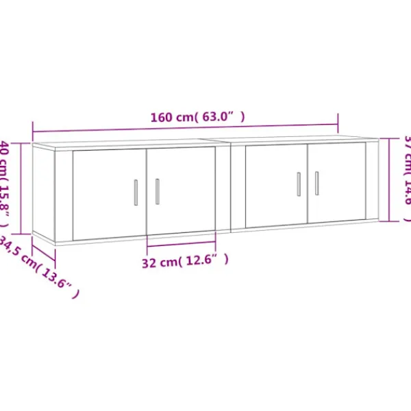 vidaXL Tv-Bänkar>Väggmonterade tv-skåp 2 st 80x34,5x40 cm