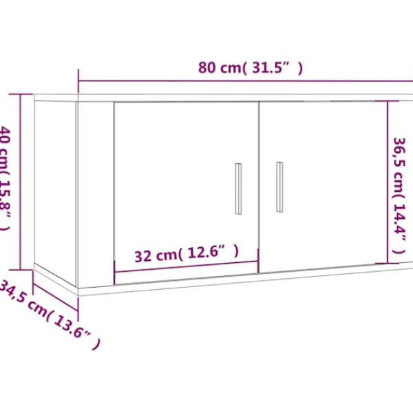vidaXL Tv-Bänkar>Väggmonterade tv-skåp 2 st 80x34,5x40 cm