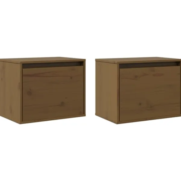 vidaXL Tv-Bänkar>Väggskåp 2 st honungs 45x30x35 cm massiv furu