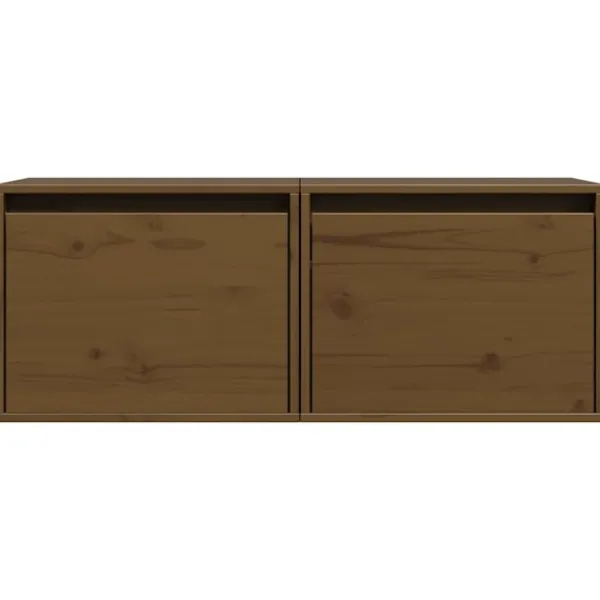 vidaXL Tv-Bänkar>Väggskåp 2 st honungs 45x30x35 cm massiv furu