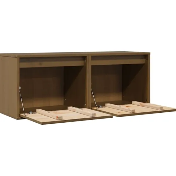 vidaXL Tv-Bänkar>Väggskåp 2 st honungs 45x30x35 cm massiv furu