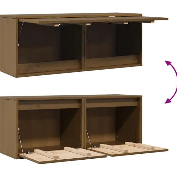 vidaXL Tv-Bänkar>Väggskåp 2 st honungs 45x30x35 cm massiv furu