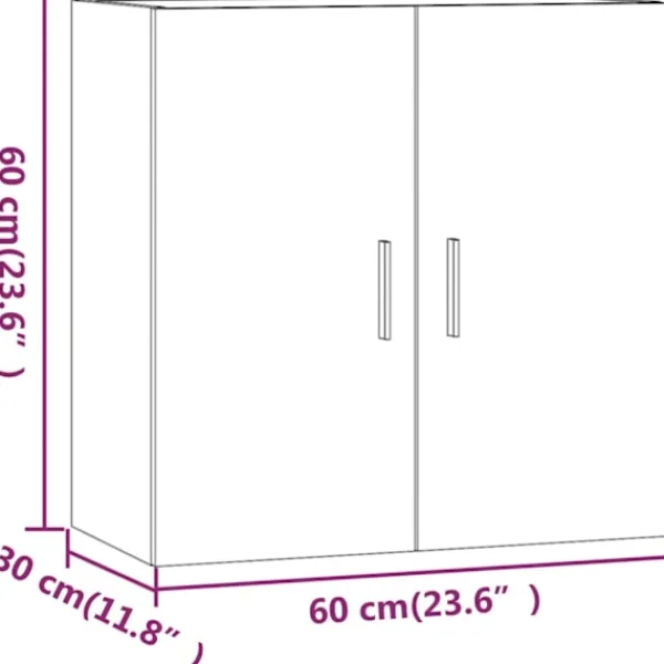 vidaXL Skåp>Väggskåp rökfärgad ek 60x30x60 cm konstruerat trä