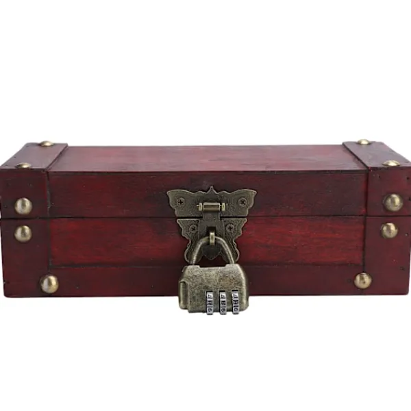 Kistor & Koffertar>Vintage Förvaringslåda Antik Stil Smycken Ornament Organizer Retro Skattkista6702‑DH Röd Viklås