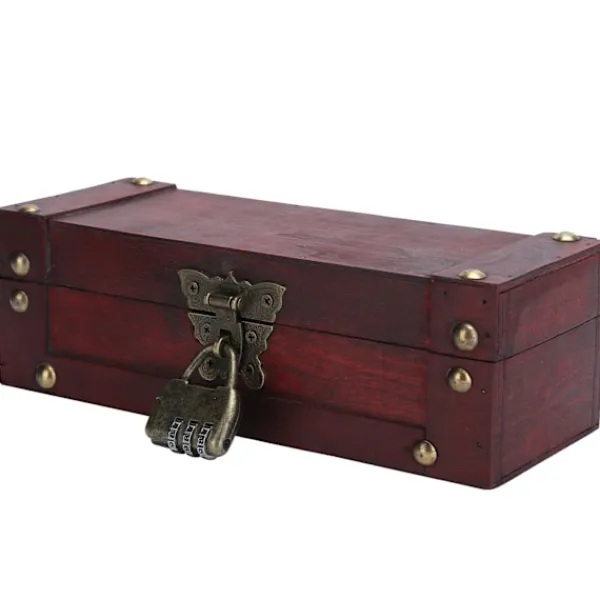 Kistor & Koffertar>Vintage Förvaringslåda Antik Stil Smycken Ornament Organizer Retro Skattkista6702‑DH Röd Viklås