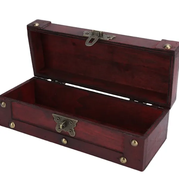 Kistor & Koffertar>Vintage Förvaringslåda Antik Stil Smycken Ornament Organizer Retro Skattkista6702‑DH Röd Viklås