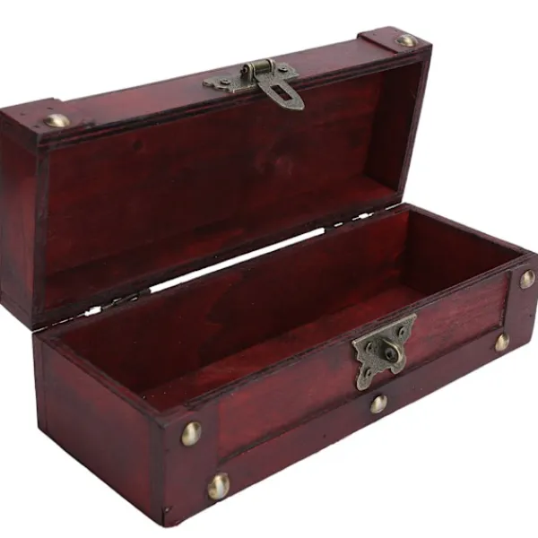 Kistor & Koffertar>Vintage Förvaringslåda Antik Stil Smycken Ornament Organizer Retro Skattkista6702‑DH Röd Viklås