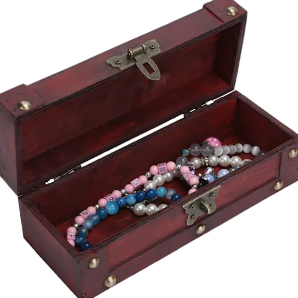 Kistor & Koffertar>Vintage Förvaringslåda Antik Stil Smycken Ornament Organizer Retro Skattkista6702‑DH Röd Viklås