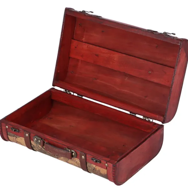 Kistor & Koffertar>Vintage resväska Bärbar komposit trä Kartmönster Design Vintage förvaringskista