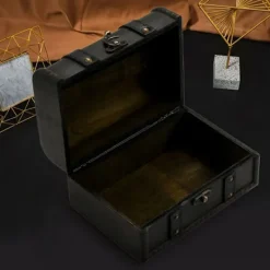 Kistor & Koffertar>Vintage Träkista Förvaring Låda Antik Stil Klänning Organizer Spänne Låda