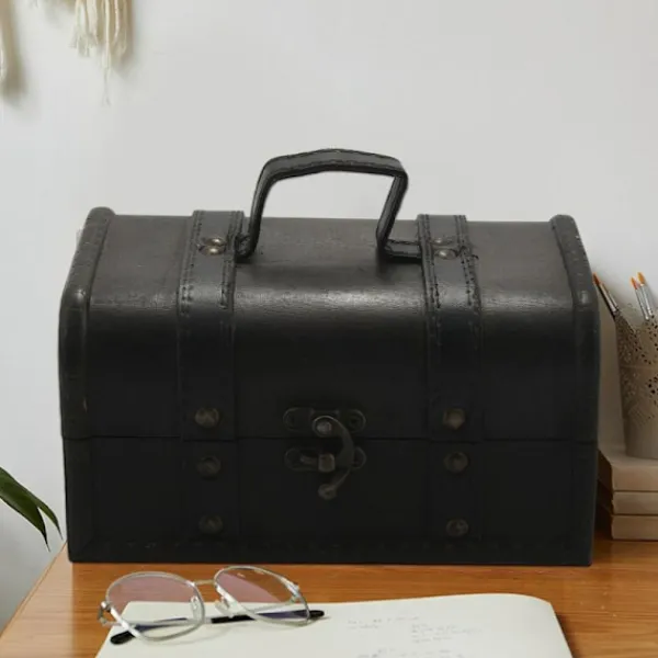 Kistor & Koffertar>Vintage Träkista Förvaring Låda Antik Stil Klänning Organizer Spänne Låda