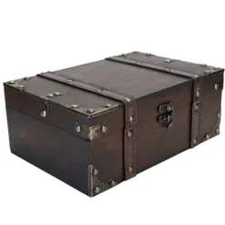 Kistor & Koffertar>Vintage trälåda för förvaring Dekorativ skatt smyckeskrin med lås Heminredning6282?2302