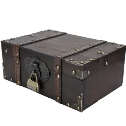 Kistor & Koffertar>Vintage Trälåda Förvaringslåda Dekorativ Skatt Smyckeskrin med Lås Heminredning 62822302GK10 Grå