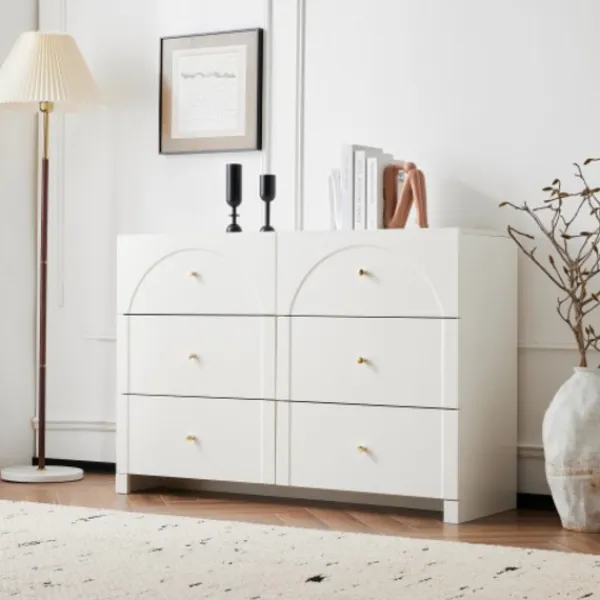 Byråer>Vit byrå med 6 lådor – förvaringsutrymme för vardagsrum och sovrum – 120x82x40 cm