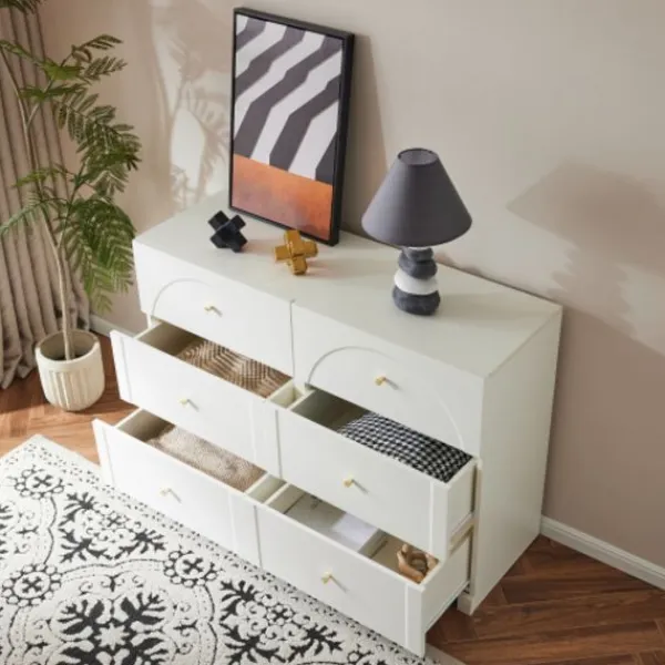 Byråer>Vit byrå med 6 lådor – förvaringsutrymme för vardagsrum och sovrum – 120x82x40 cm