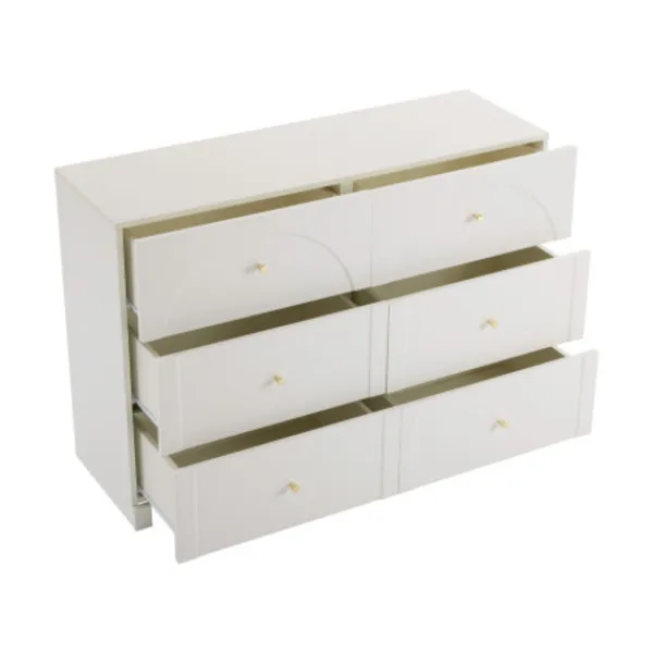 Byråer>Vit byrå med 6 lådor – förvaringsutrymme för vardagsrum och sovrum – 120x82x40 cm