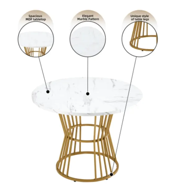 Matbord>Vit med metallben (1 st), köksbord, robust metallram, modern marmor - Eller matbord