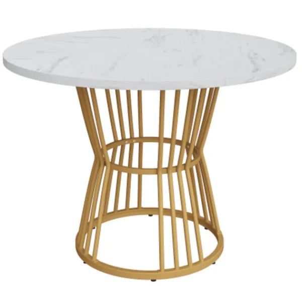 Matbord>Vit med metallben (1 st), köksbord, robust metallram, modern marmor - Eller matbord