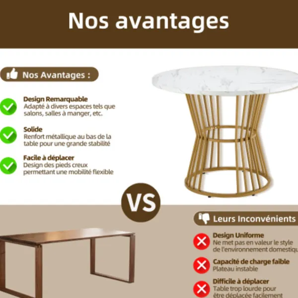 Matbord>Vit med metallben (1 st), köksbord, robust metallram, modern marmor - Eller matbord
