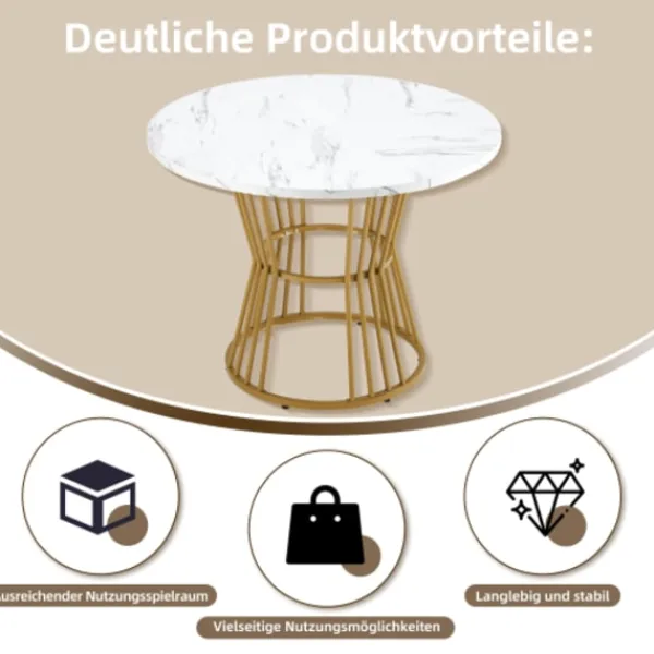 Matbord>Vit med metallben (1 st), köksbord, robust metallram, modern marmor - Eller matbord