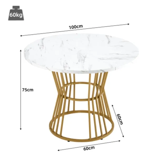 Matbord>Vit med metallben (1 st), köksbord, robust metallram, modern marmor - Eller matbord