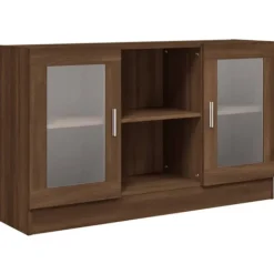 vidaXL Sideboards>Vitrinskåp brun ek 120x30,5x70 cm konstruerat trä