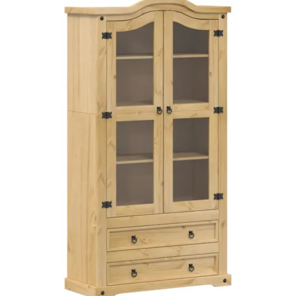 vidaXL Skåp>Vitrinskåp med glasdörrar Corona 99x43x187 cm massiv furu