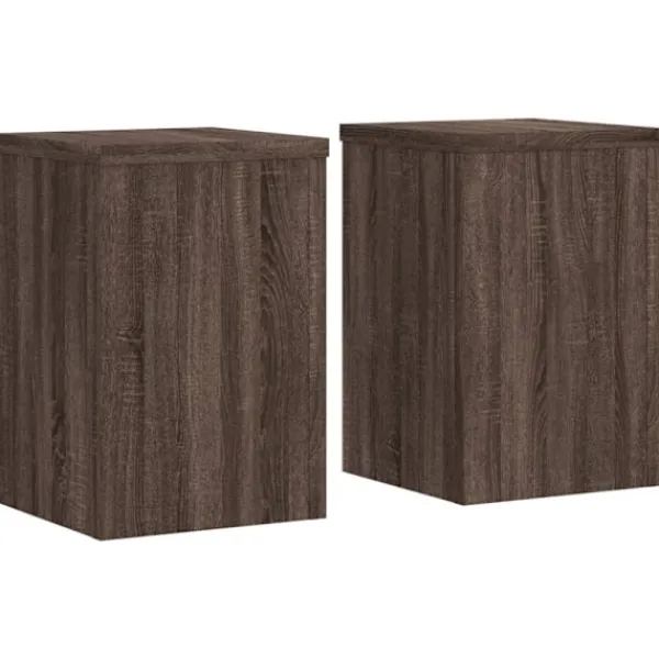 vidaXL Småbord>Växtställ 2 st brun ek 25x25x35 cm konstruerat trä