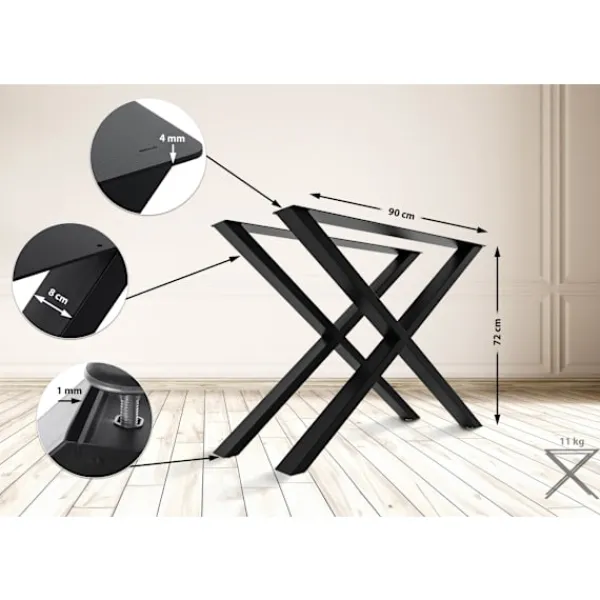 BellaFurn Matbord>X -formade bordsben - Stålram - Hållbar och modern design