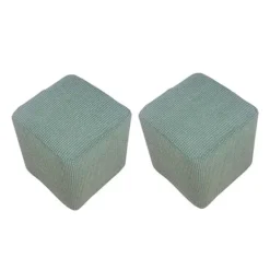 Sittpuffar>2x fotpall Rektangulär Ottoman Utökbar Pallskydd Fotpallsöverdrag Grön