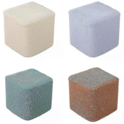 Sittpuffar>4x Fyrkantig Ottoman Överdrag Polyester Fotpall Möbelöverdrag För Hund Katt Husdjur
