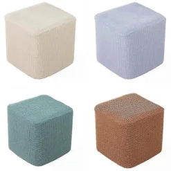 Sittpuffar>4x Fyrkantig Ottoman Överdrag Polyester Fotpall Möbelöverdrag För Hund Katt Husdjur