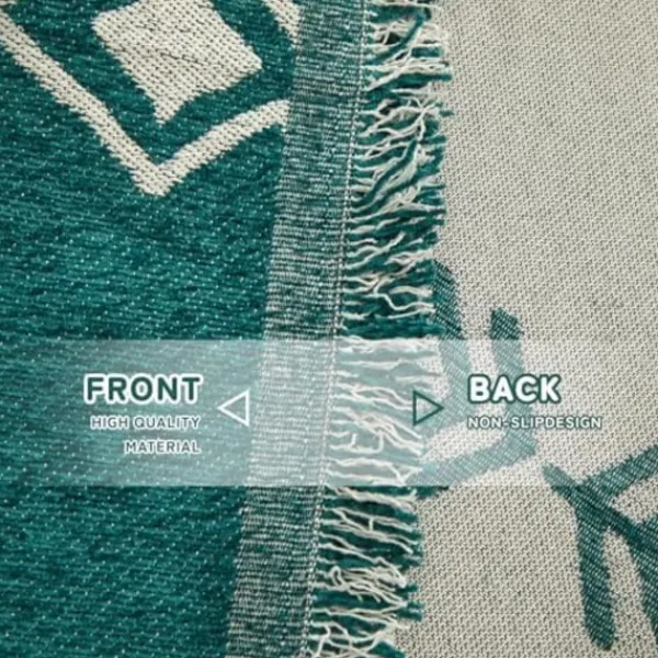 Soffor>180x130cm Boho Soffaöverdrag Mörkgrön Chenille Soffaöverdrag Form Soffaöverdrag Vit Geometrisk Sektions Soffaöverdrag