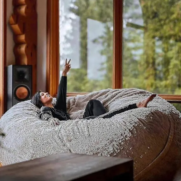 NICEGOU Sittsäckar>(150x75cm-snöpulver) Lazy Soffa Sittsäck Konstgjord Päls Sittsäck (endast sittsäckar)