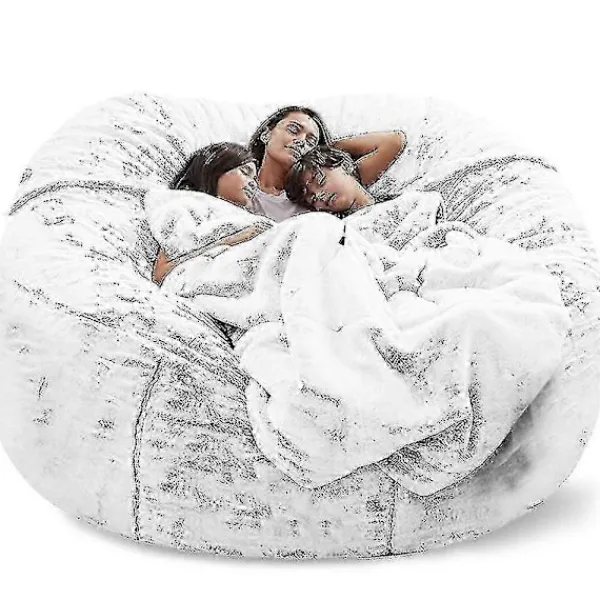 NICEGOU Sittsäckar>(150x75cm-svart) Lazy Soffa Sittsäck Konstgjord Päls Sittsäck (endast sittsäckar)
