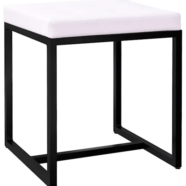 BellaFurn Pallar>Zitpoef - Stool - Hög belastningskapacitet, industriell design | Färg: Vit | Material: Artificiellt läder