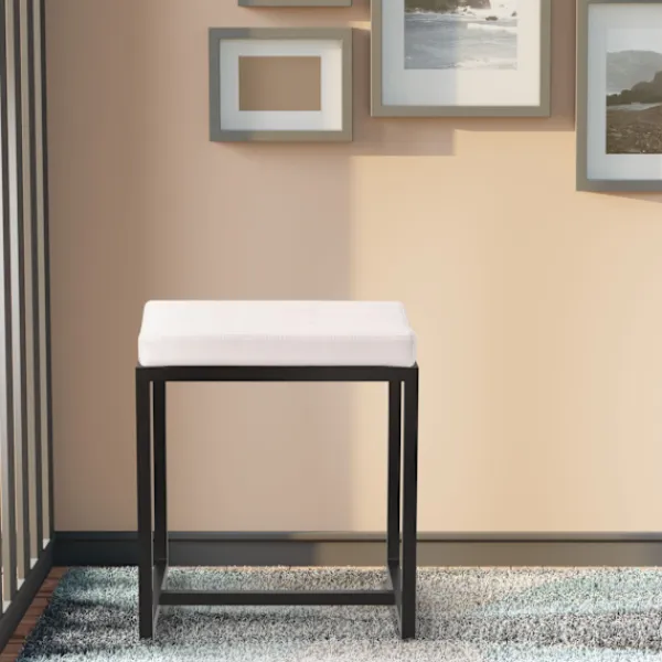 BellaFurn Pallar>Zitpoef - Stool - Hög belastningskapacitet, industriell design | Färg: Vit | Material: Artificiellt läder